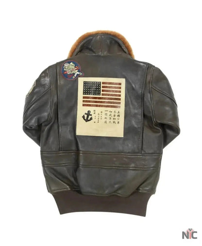 Women Top Gun Flight Leather Jacket