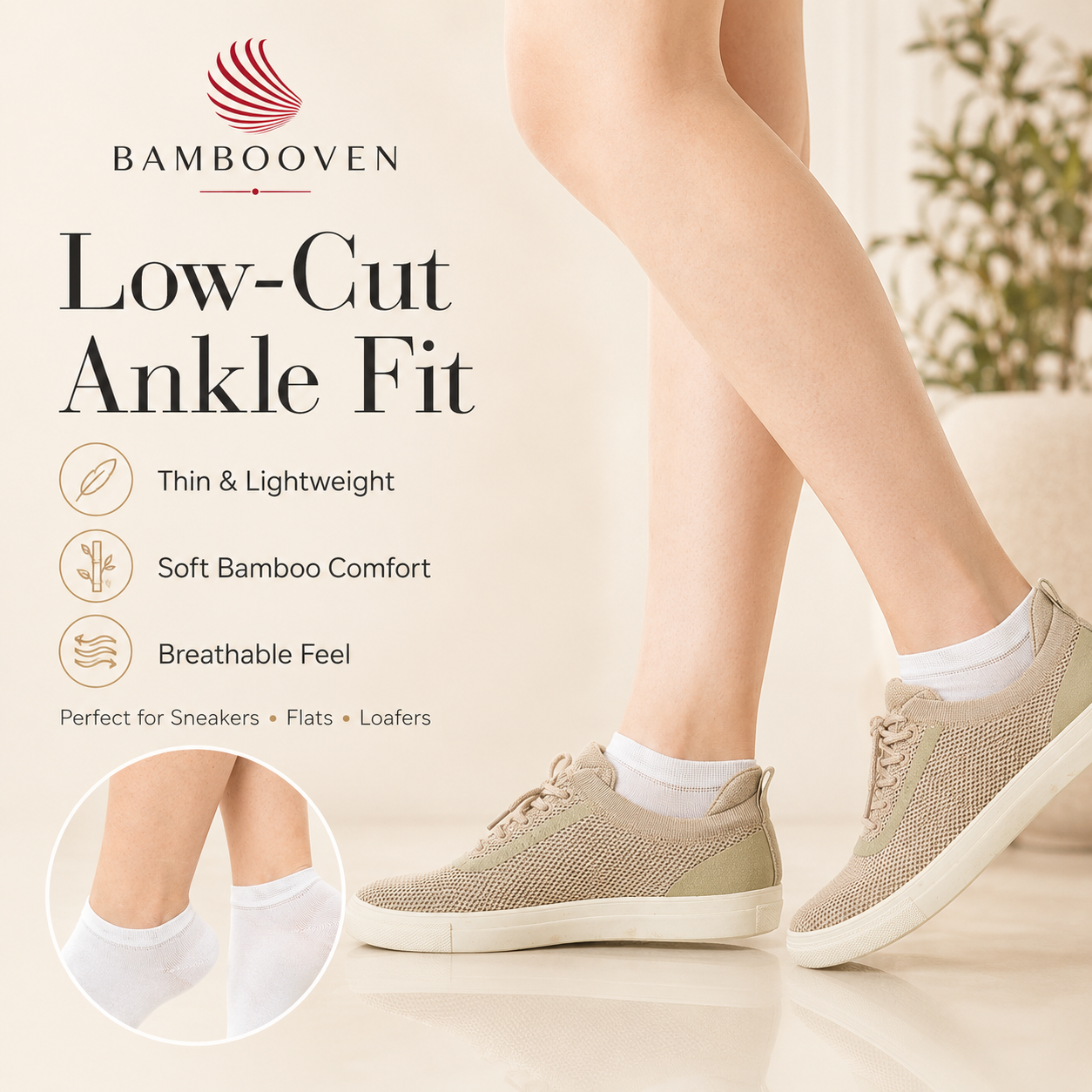 Women’s Bamboo Ankle Socks 6-Pack – Mixed Colors Soft Thin Low-Cut Socks