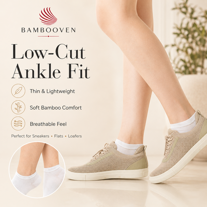 Women’s Bamboo Ankle Socks 6-Pack – Mixed Colors Soft Thin Low-Cut Socks