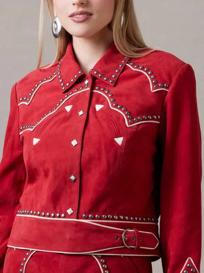 Women Rodeo Done & Dusted Leather Studded Jacket