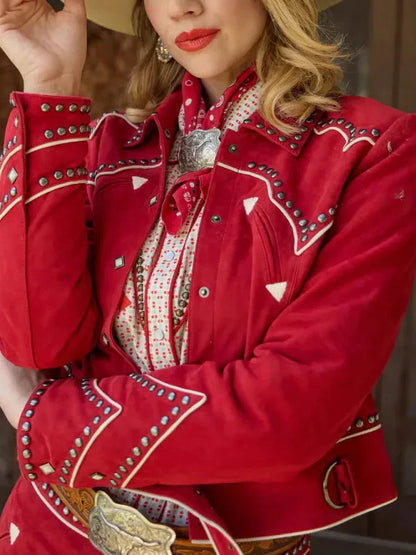 Women Rodeo Done & Dusted Leather Studded Jacket