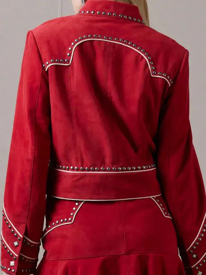 Women Rodeo Done & Dusted Leather Studded Jacket
