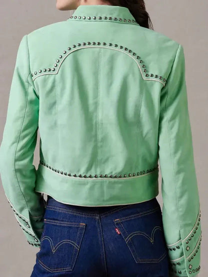 Women Rodeo Done & Dusted Leather Studded Jacket