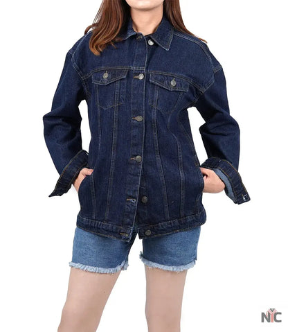 Women's Dark Blue Oversized Denim Jacket