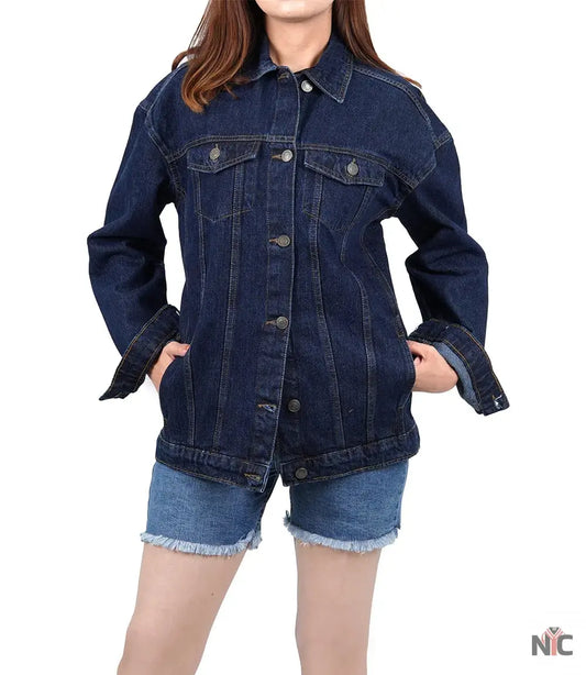 Women's Dark Blue Oversized Denim Jacket