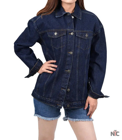 Women's Dark Blue Oversized Denim Jacket