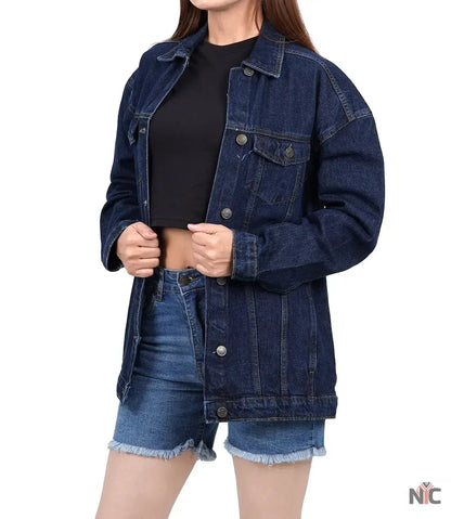 Women's Dark Blue Oversized Denim Jacket