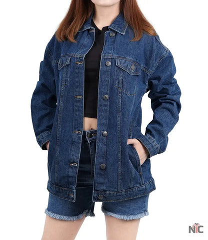 Women's Mid Blue Oversized Denim Jacket