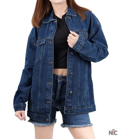 Women's Mid Blue Oversized Denim Jacket
