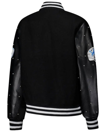 Women’s The Wild Collective Black Detroit Lions Sparkle Full-Snap Varsity Jacket