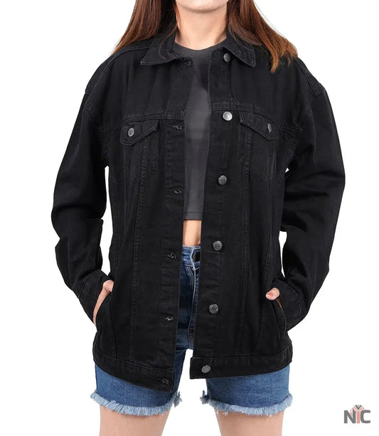 Womens Oversized Black Denim Jacket