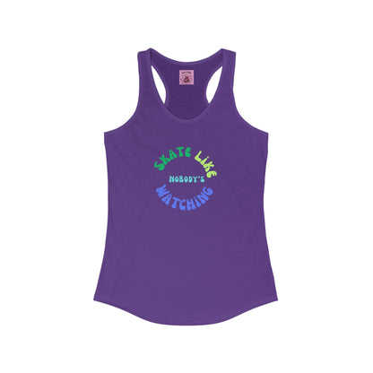 Women's Blue/Green Skate Like Nobody's Watching Racerback Tank
