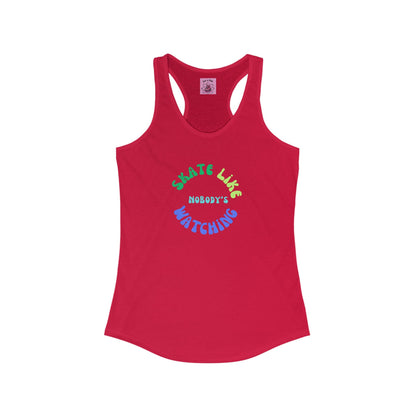 Women's Blue/Green Skate Like Nobody's Watching Racerback Tank