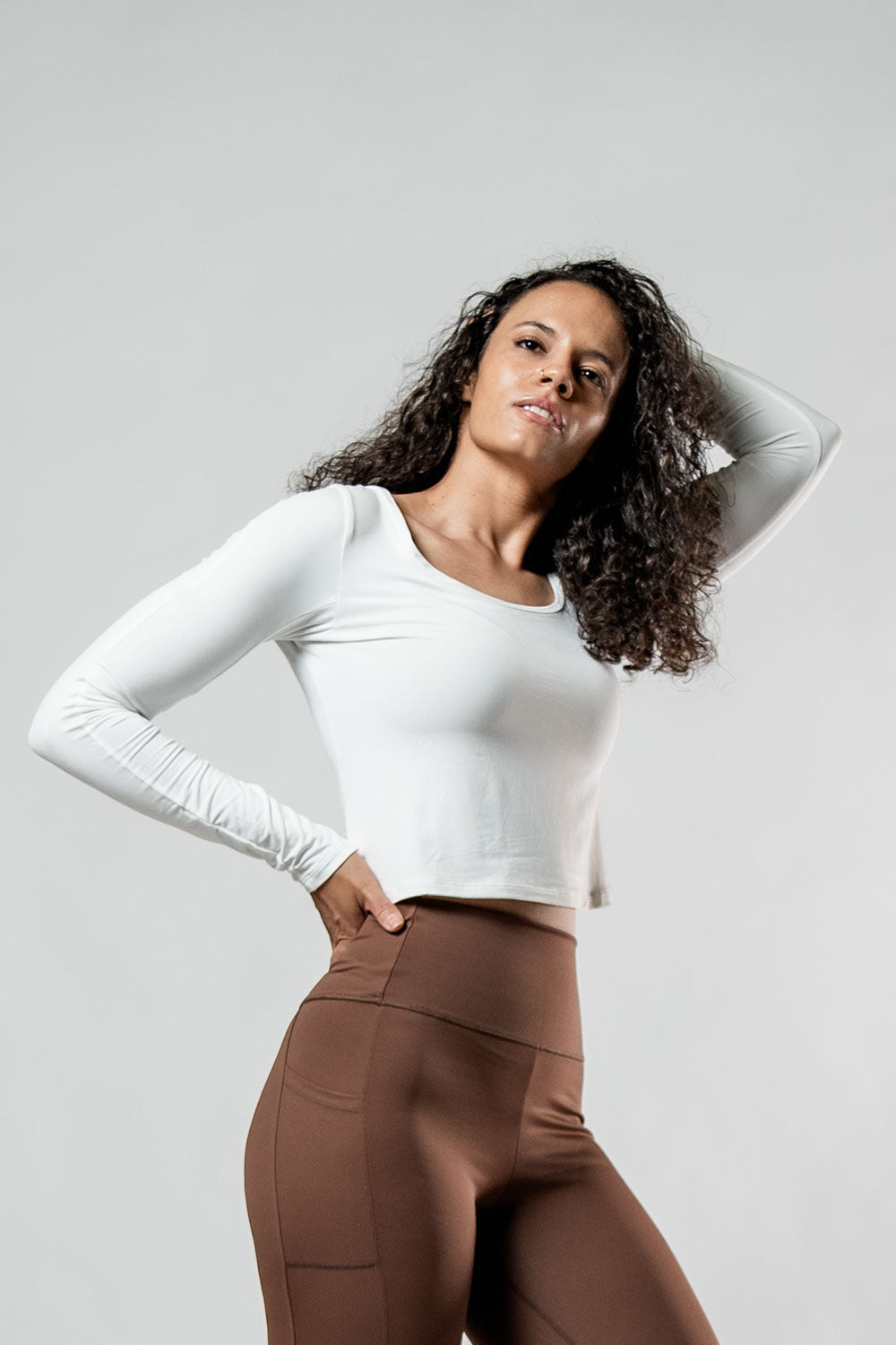 Women's Terra Recovery Arc Long Sleeve Crop (White)