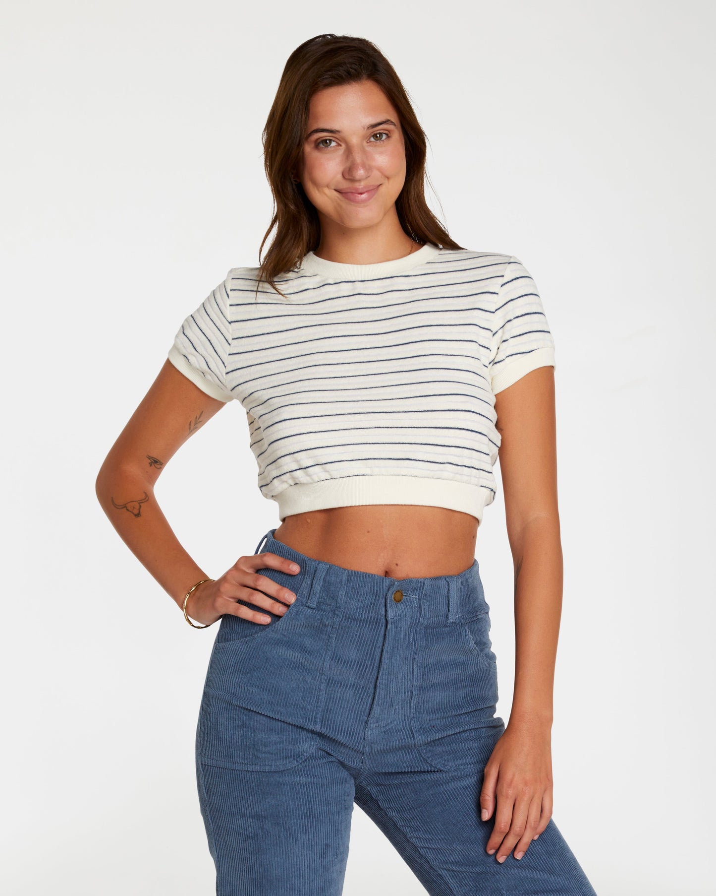Women's Terry Tee (Cream/Navy)