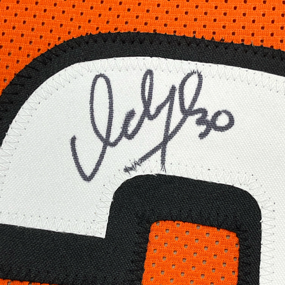 Framed Autographed/Signed Ickey Woods 35x39 Cincinnati Orange Football Jersey JSA COA
