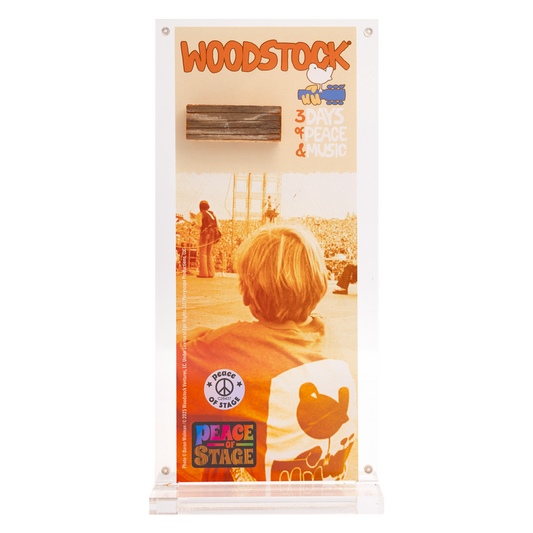 Boy on Original Woodstock Stage  - Acrylic Frame