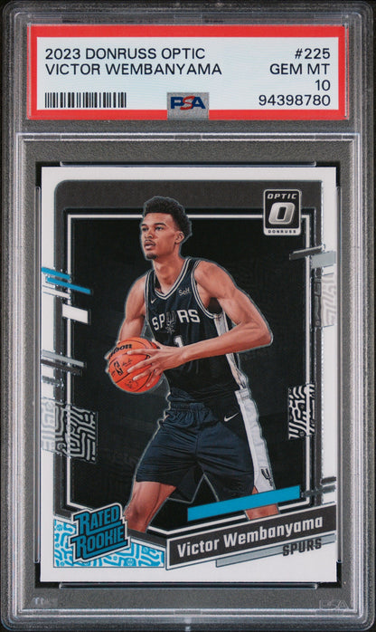 Graded 2023 Panini Donruss Optic Victor Wembanyama #225 Rookie RC Basketball Card PSA 10 Gem Mint