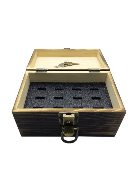 Wooden USB Drive Organizer Case (12 Slots) – Elegant Antistatic Storage Box