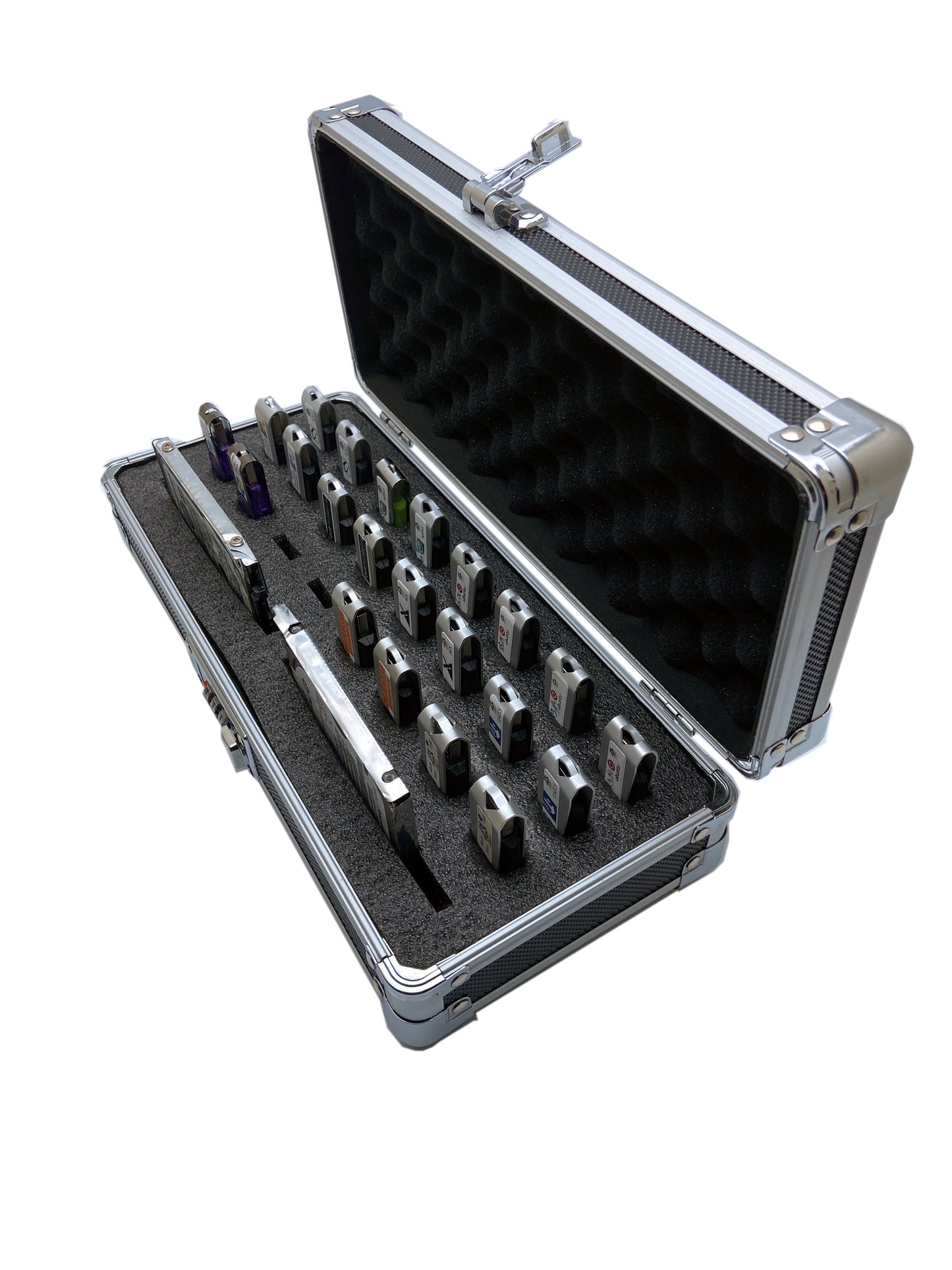 Aluminum USB Drive Organizer Case (24 + 2 Slots) – Shockproof Antistatic Storage Box with Lock