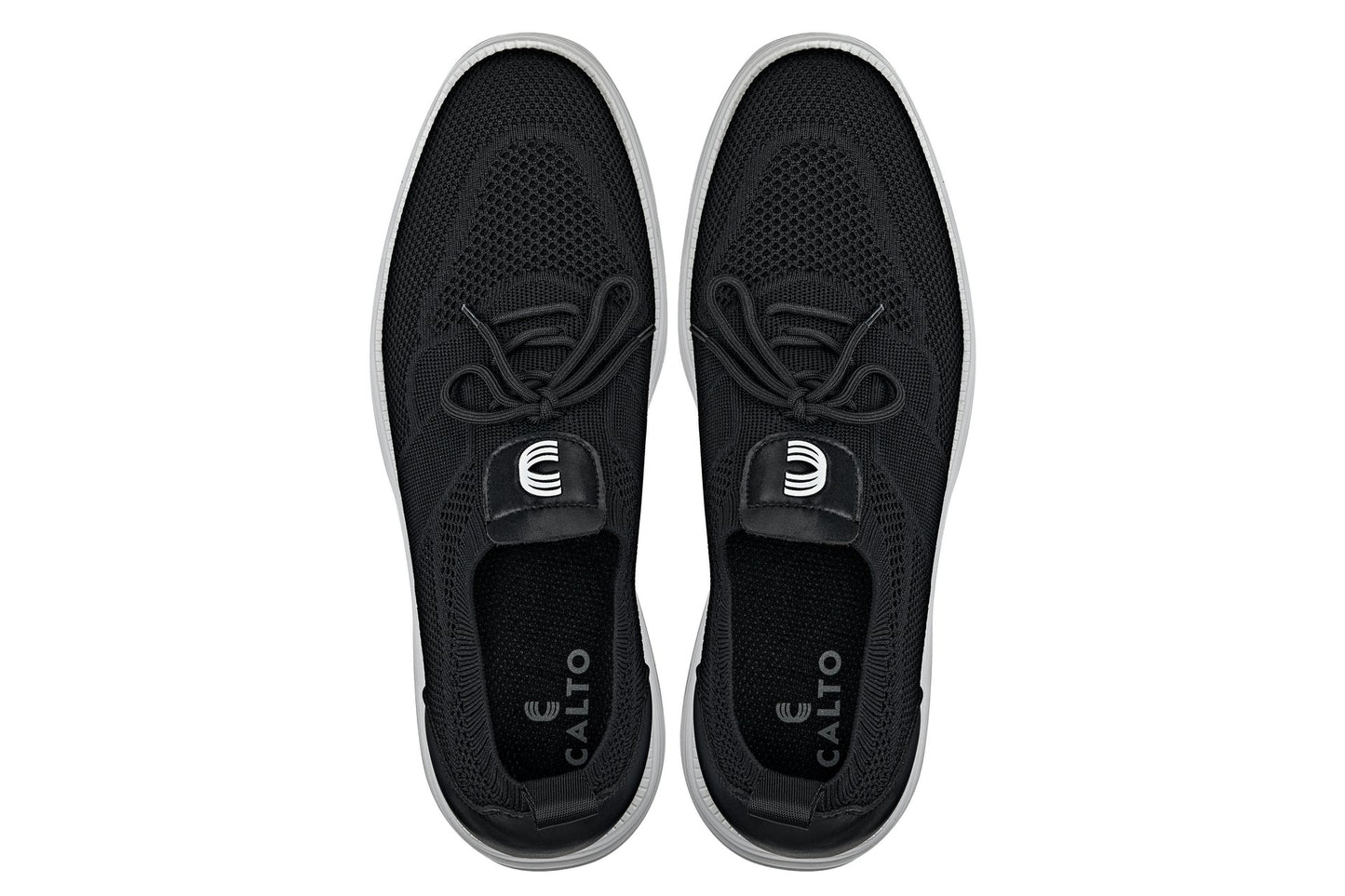 CALTO - X1340 - 2.8 Inches Taller (Black) - Lace Up Casual Walker - Lightweight