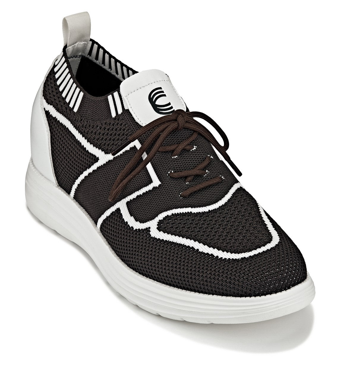 CALTO - X1342 - 2.8 Inches Taller (Mocha Brown/White) - Lace Up Casual Walker - Lightweight - Triathlete Store