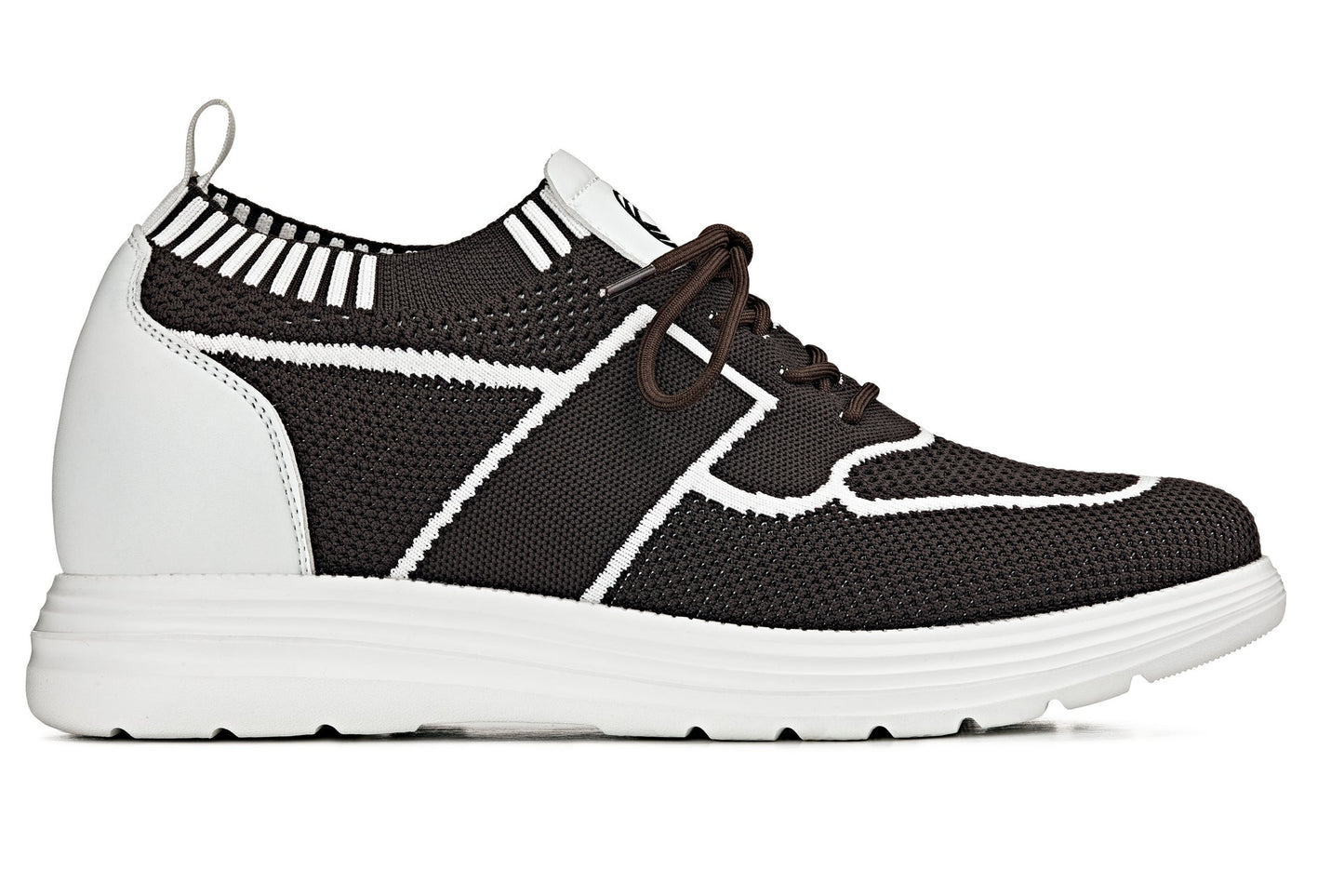 CALTO - X1342 - 2.8 Inches Taller (Mocha Brown/White) - Lace Up Casual Walker - Lightweight - Triathlete Store
