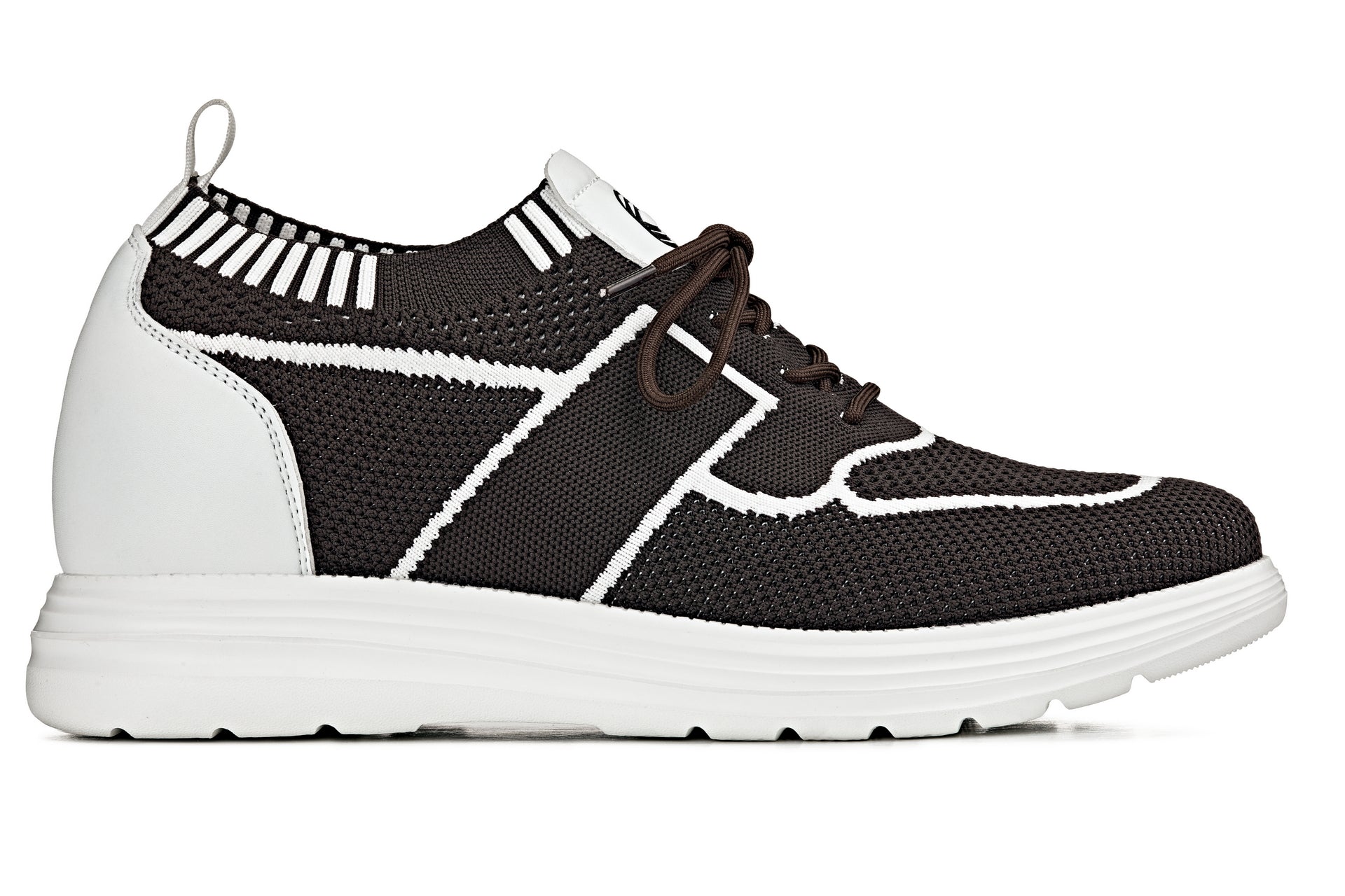CALTO - X1342 - 2.8 Inches Taller (Mocha Brown/White) - Lace Up Casual Walker - Lightweight - Triathlete Store