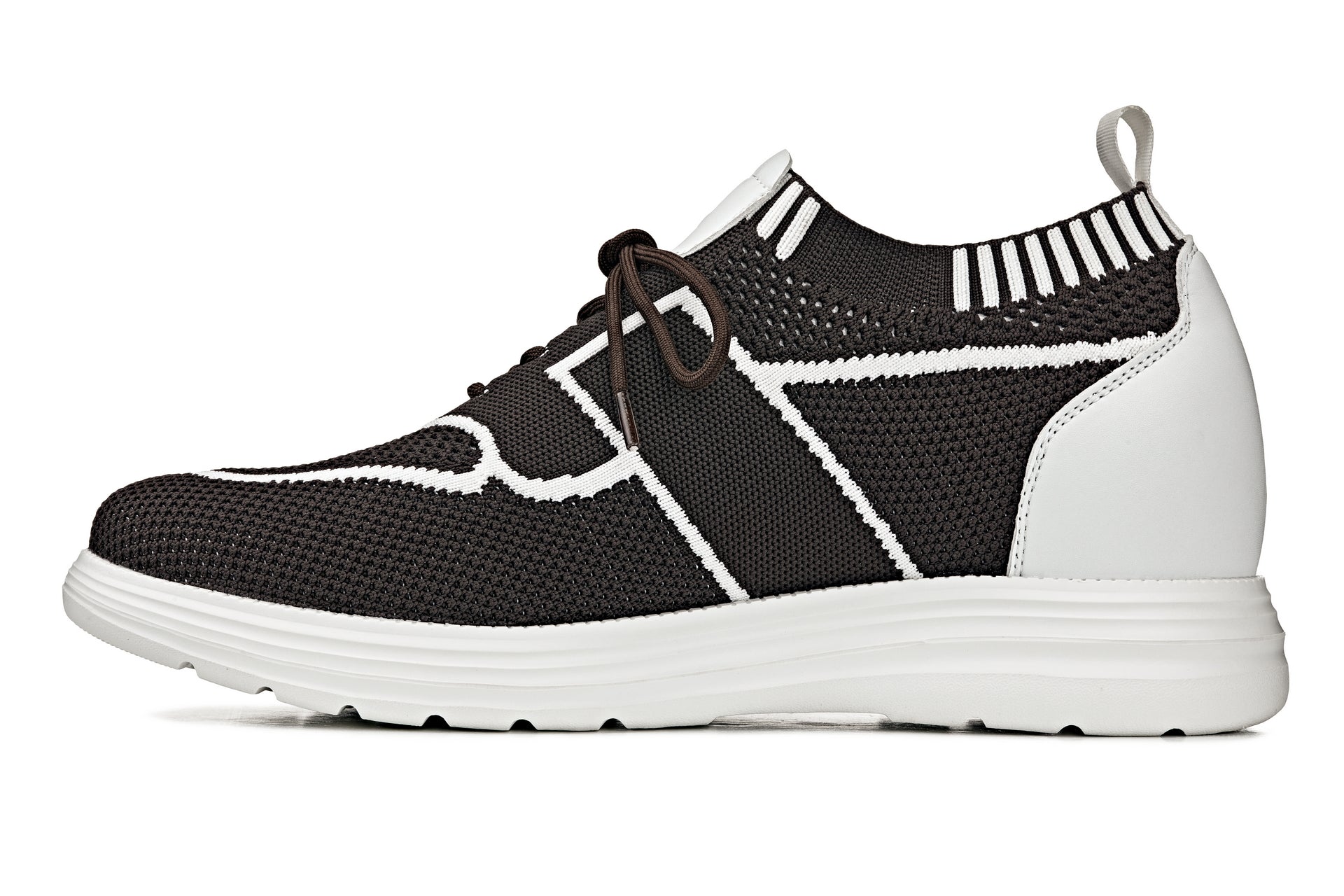 CALTO - X1342 - 2.8 Inches Taller (Mocha Brown/White) - Lace Up Casual Walker - Lightweight - Triathlete Store