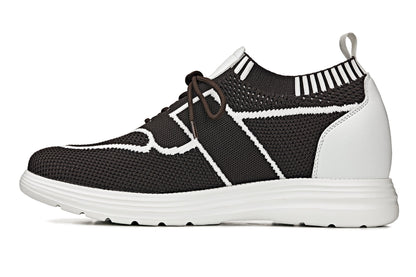 CALTO - X1342 - 2.8 Inches Taller (Mocha Brown/White) - Lace Up Casual Walker - Lightweight - Triathlete Store