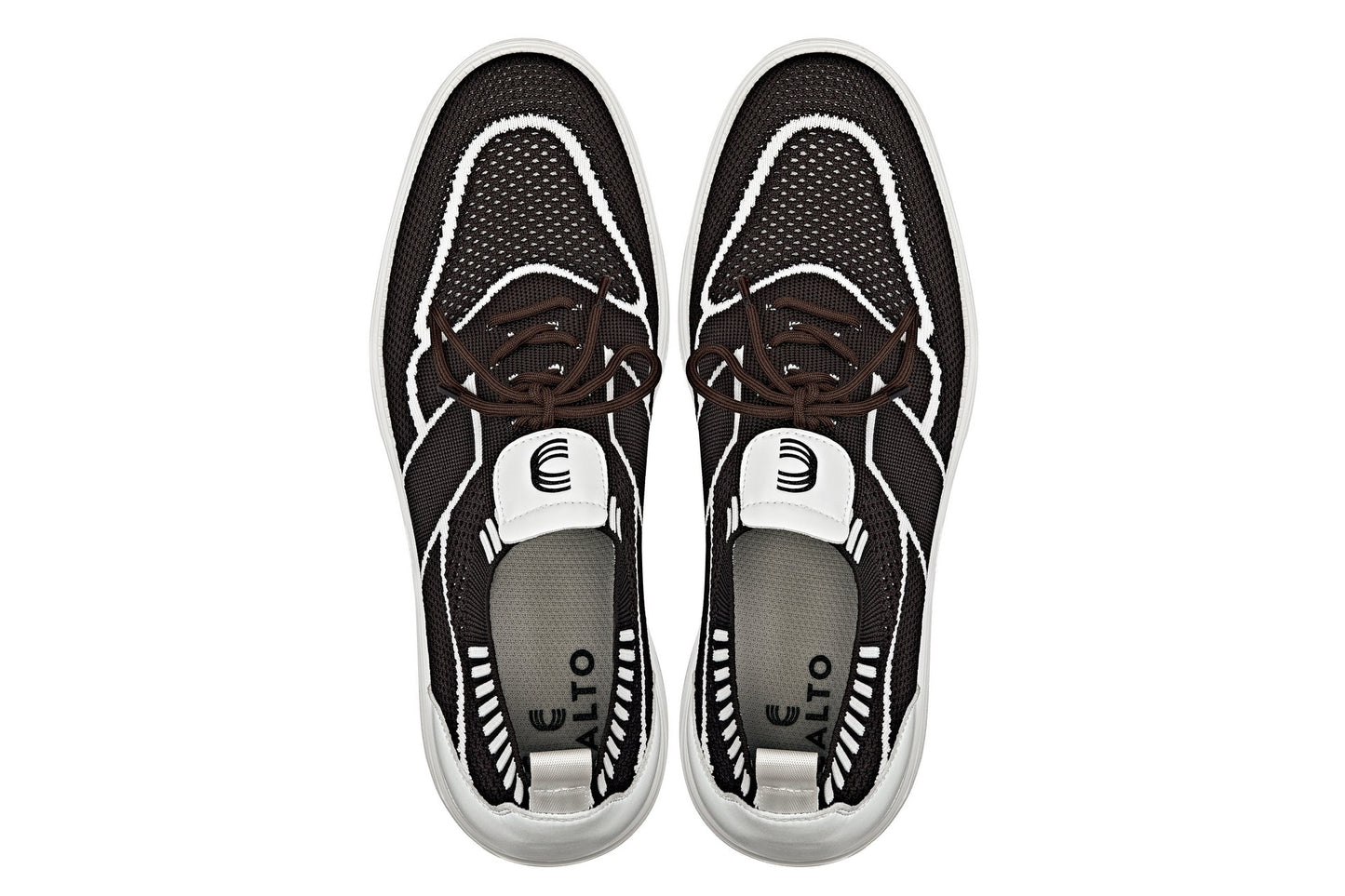 CALTO - X1342 - 2.8 Inches Taller (Mocha Brown/White) - Lace Up Casual Walker - Lightweight - Triathlete Store