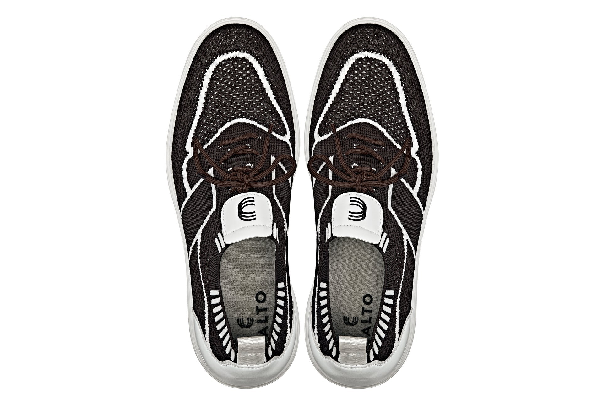 CALTO - X1342 - 2.8 Inches Taller (Mocha Brown/White) - Lace Up Casual Walker - Lightweight - Triathlete Store
