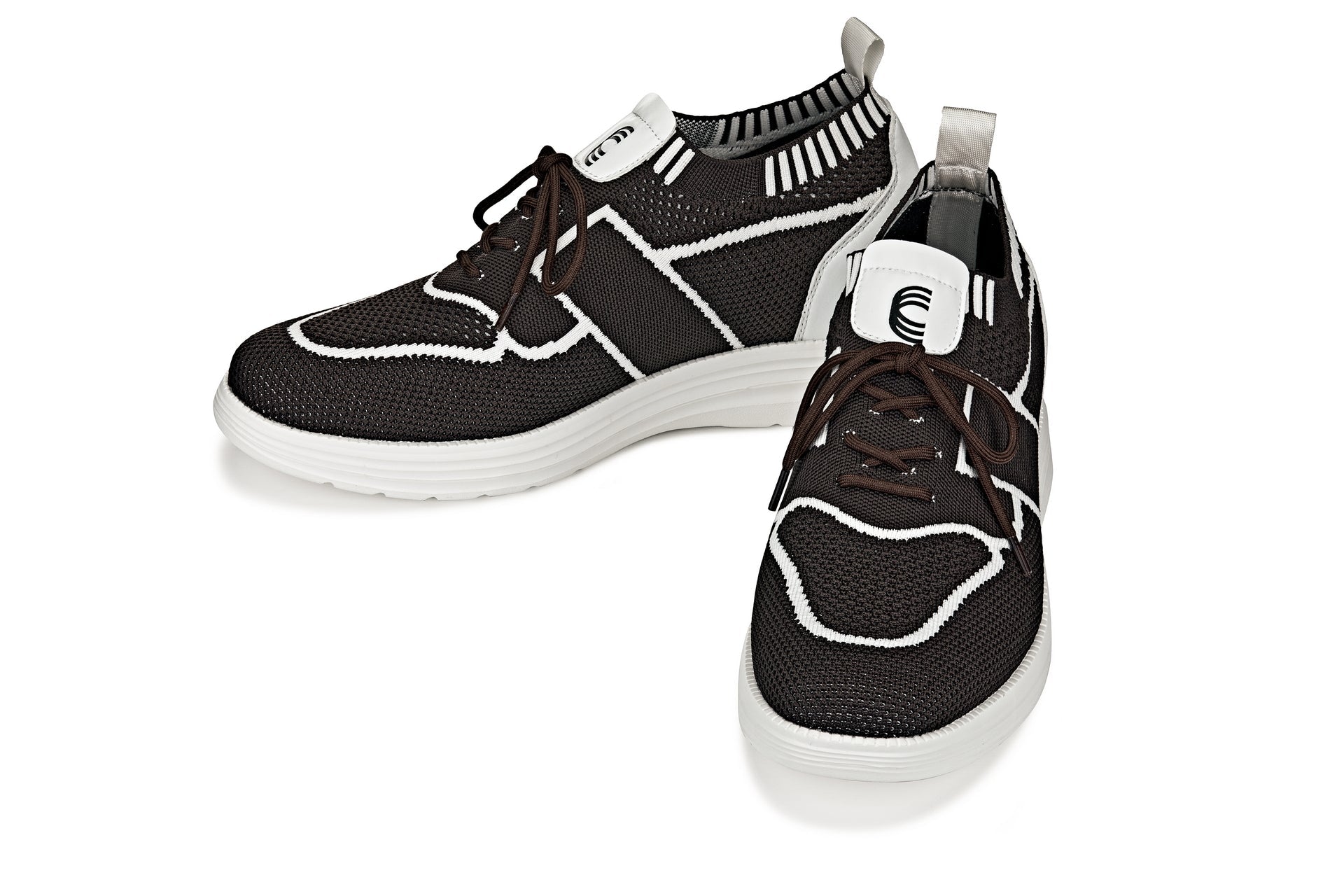 CALTO - X1342 - 2.8 Inches Taller (Mocha Brown/White) - Lace Up Casual Walker - Lightweight - Triathlete Store