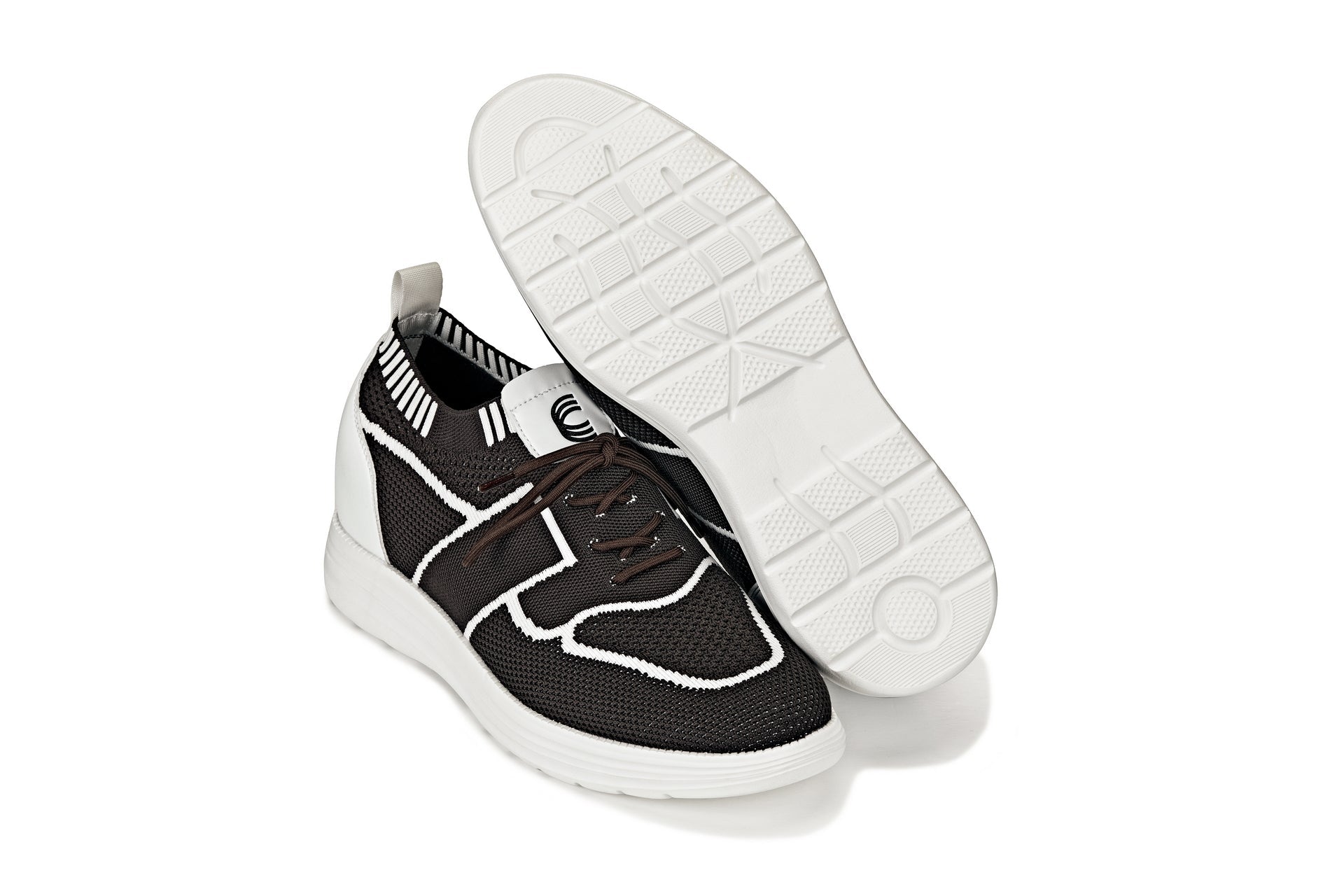 CALTO - X1342 - 2.8 Inches Taller (Mocha Brown/White) - Lace Up Casual Walker - Lightweight - Triathlete Store