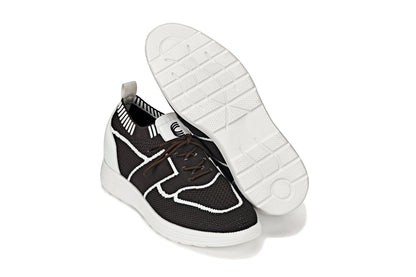 CALTO - X1342 - 2.8 Inches Taller (Mocha Brown/White) - Lace Up Casual Walker - Lightweight - Triathlete Store