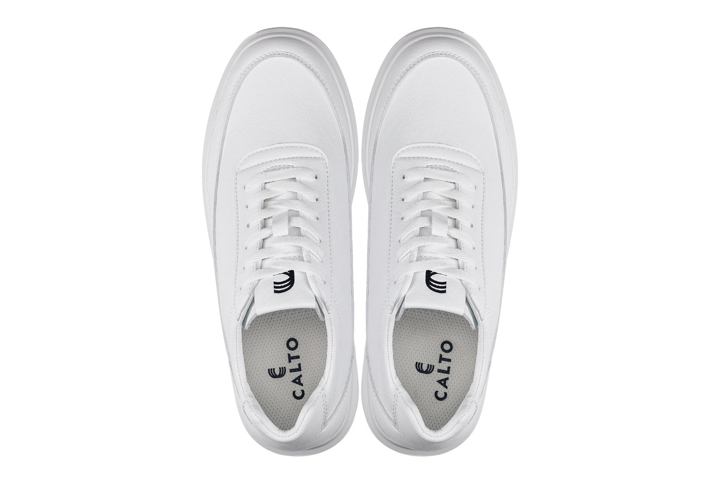 CALTO - X1647 - 2.8 Inches Taller (Pure White) - Lightweight Sneakers - Triathlete Store