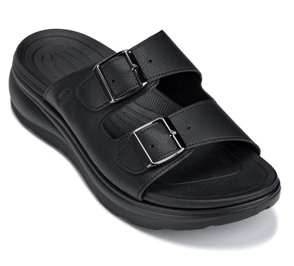 CALTO - X1660 - 2 Inches Taller (Black Buckle) - Dual Adjustable Buckle Sandal - Triathlete Store