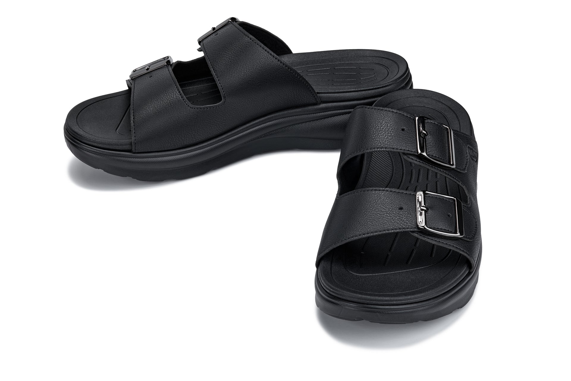 CALTO - X1660 - 2 Inches Taller (Black Buckle) - Dual Adjustable Buckle Sandal - Triathlete Store