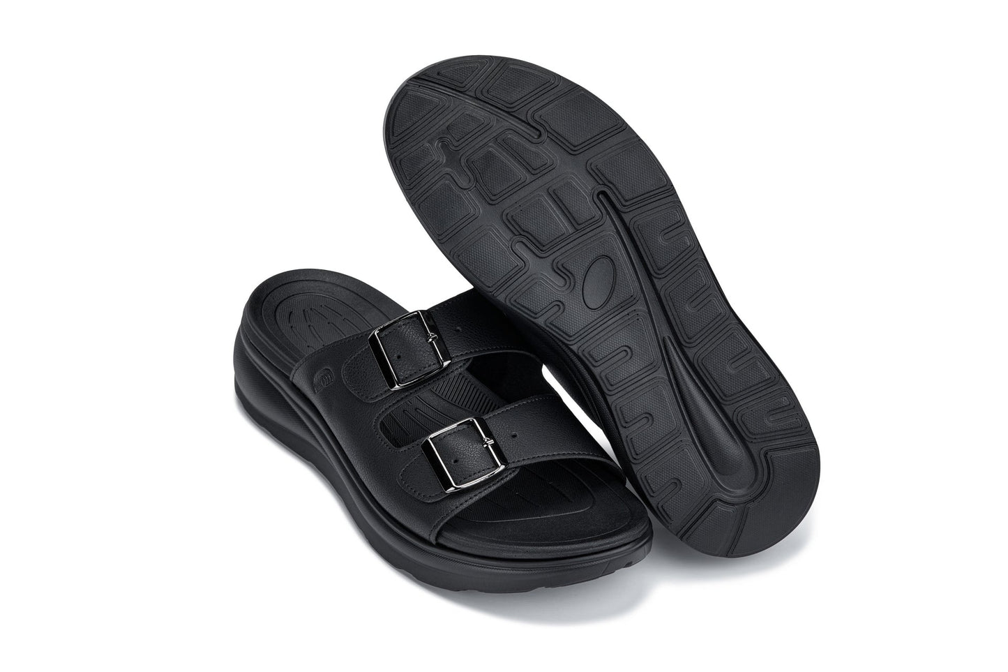 CALTO - X1660 - 2 Inches Taller (Black Buckle) - Dual Adjustable Buckle Sandal - Triathlete Store