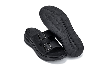 CALTO - X1660 - 2 Inches Taller (Black Buckle) - Dual Adjustable Buckle Sandal - Triathlete Store