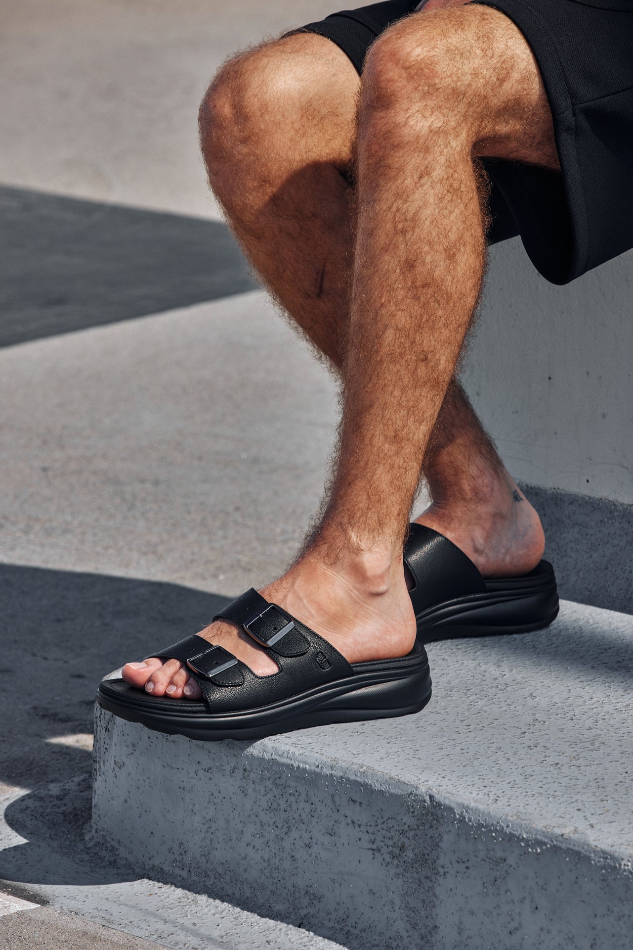 CALTO - X1660 - 2 Inches Taller (Black Buckle) - Dual Adjustable Buckle Sandal - Triathlete Store