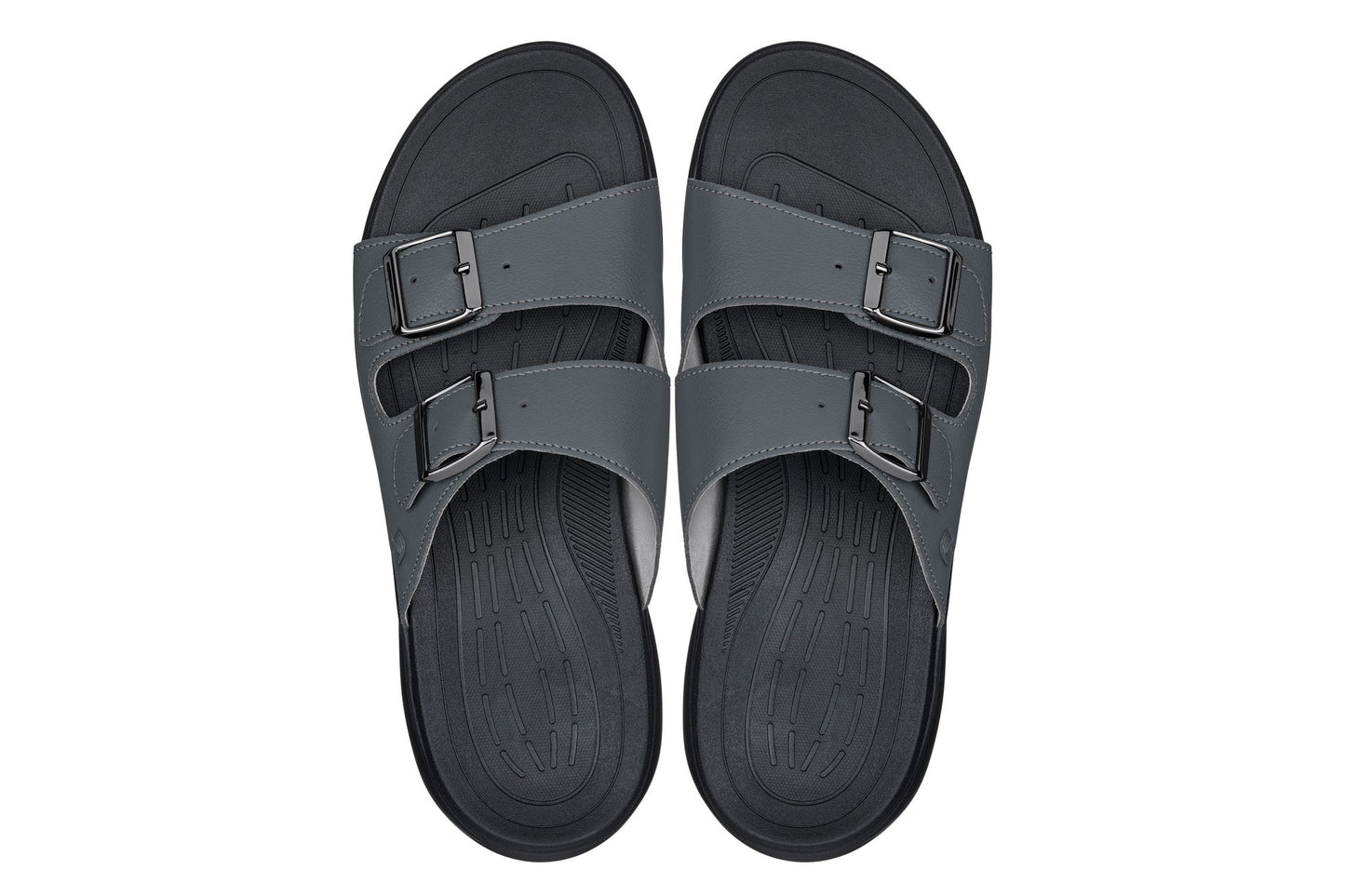 CALTO - X1661 - 2 Inches Taller (Iron Grey Buckle) - Dual Adjustable Buckle Sandals