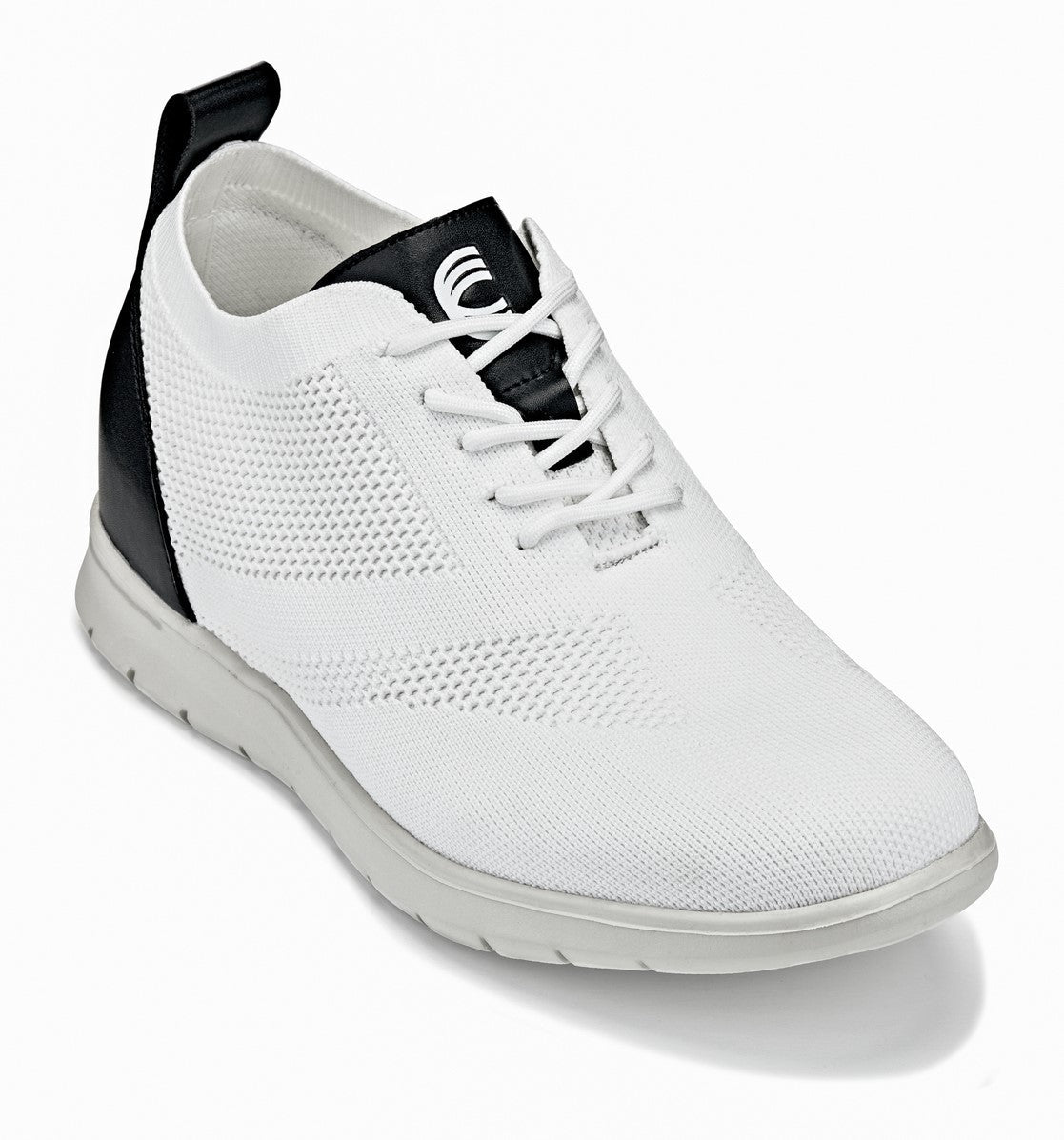 CALTO - X2212 - 2.4 Inches Taller (White/Black) - Lace Up Casual Walker - Lightweight - Triathlete Store