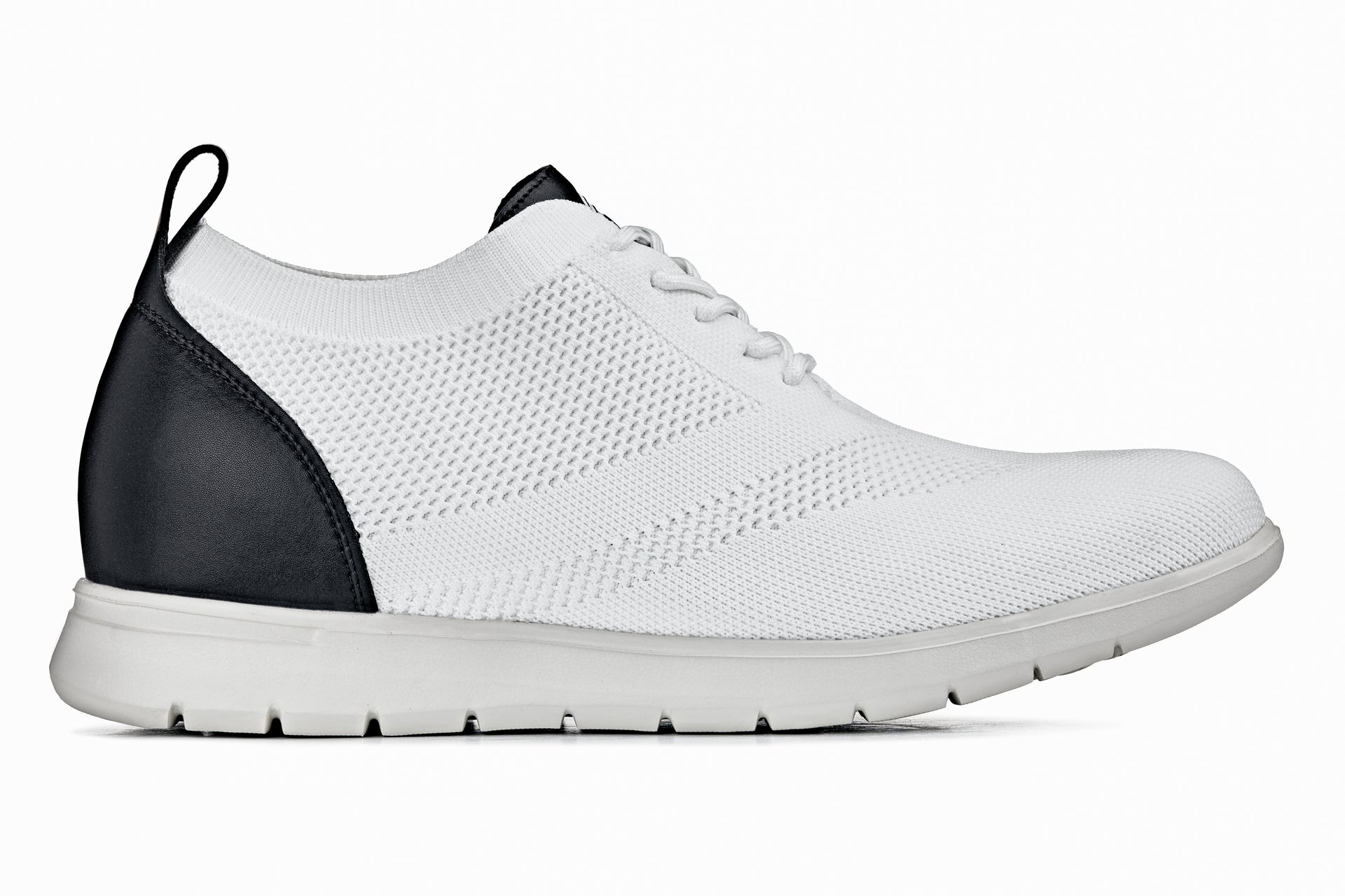 CALTO - X2212 - 2.4 Inches Taller (White/Black) - Lace Up Casual Walker - Lightweight - Triathlete Store