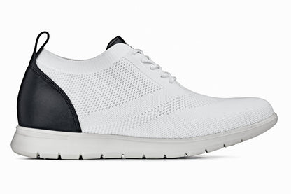 CALTO - X2212 - 2.4 Inches Taller (White/Black) - Lace Up Casual Walker - Lightweight - Triathlete Store
