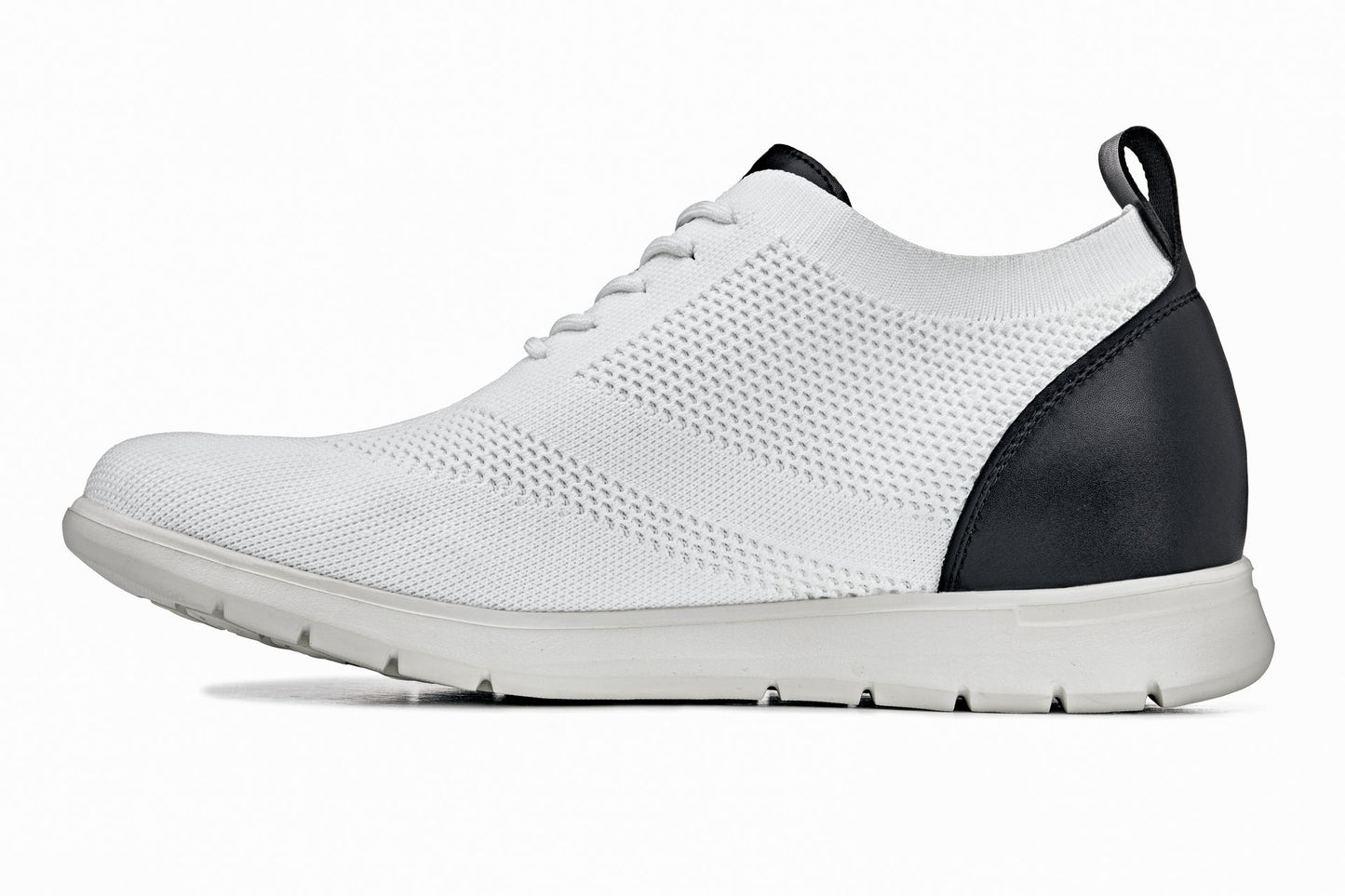 CALTO - X2212 - 2.4 Inches Taller (White/Black) - Lace Up Casual Walker - Lightweight - Triathlete Store