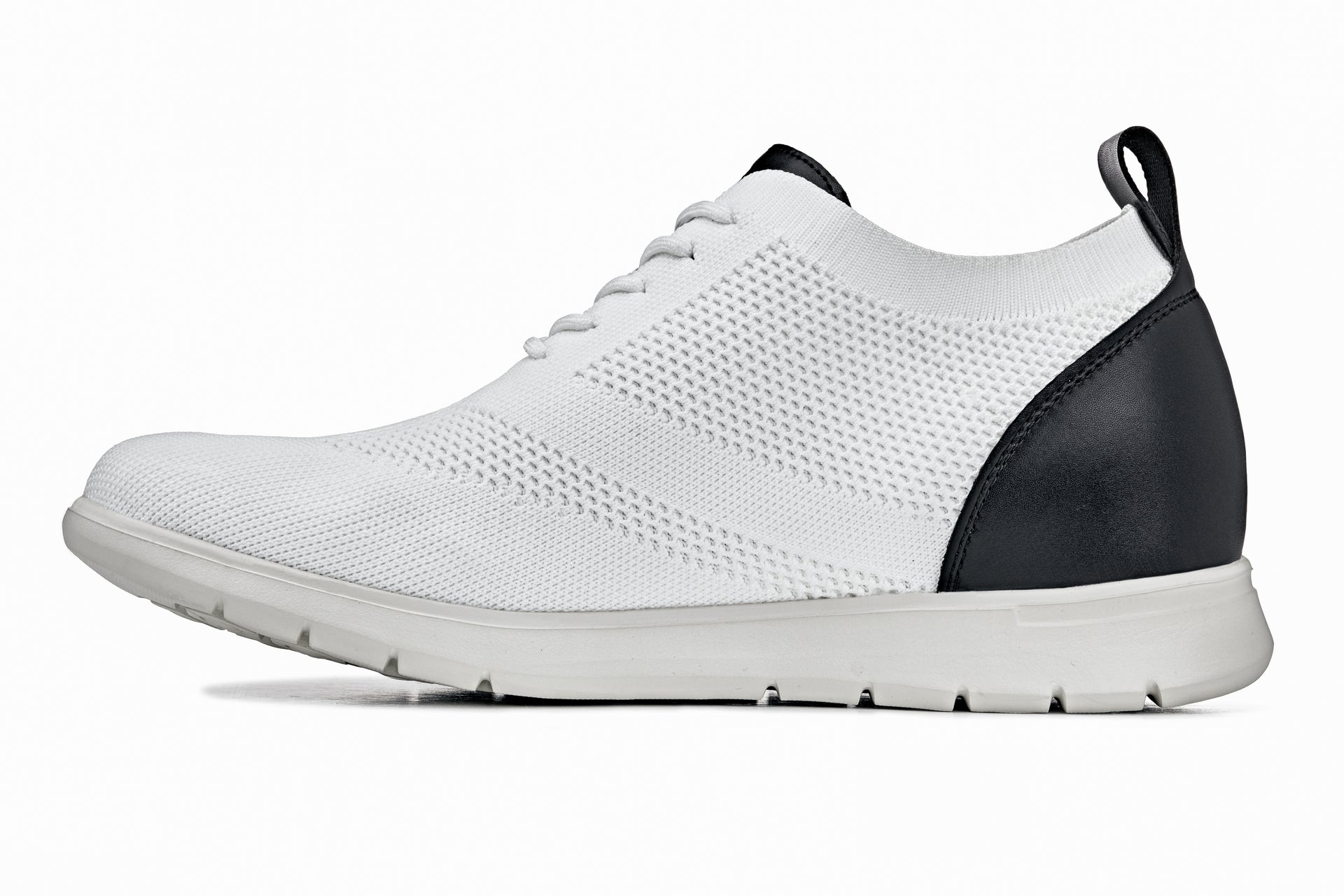 CALTO - X2212 - 2.4 Inches Taller (White/Black) - Lace Up Casual Walker - Lightweight - Triathlete Store