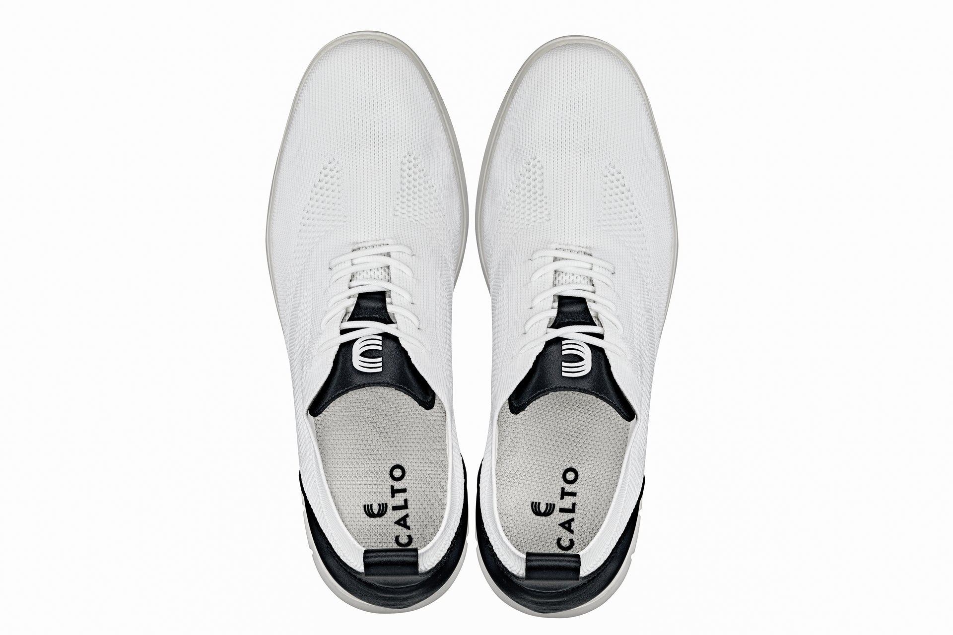CALTO - X2212 - 2.4 Inches Taller (White/Black) - Lace Up Casual Walker - Lightweight - Triathlete Store