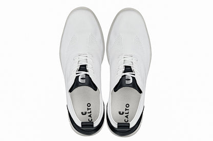 CALTO - X2212 - 2.4 Inches Taller (White/Black) - Lace Up Casual Walker - Lightweight - Triathlete Store