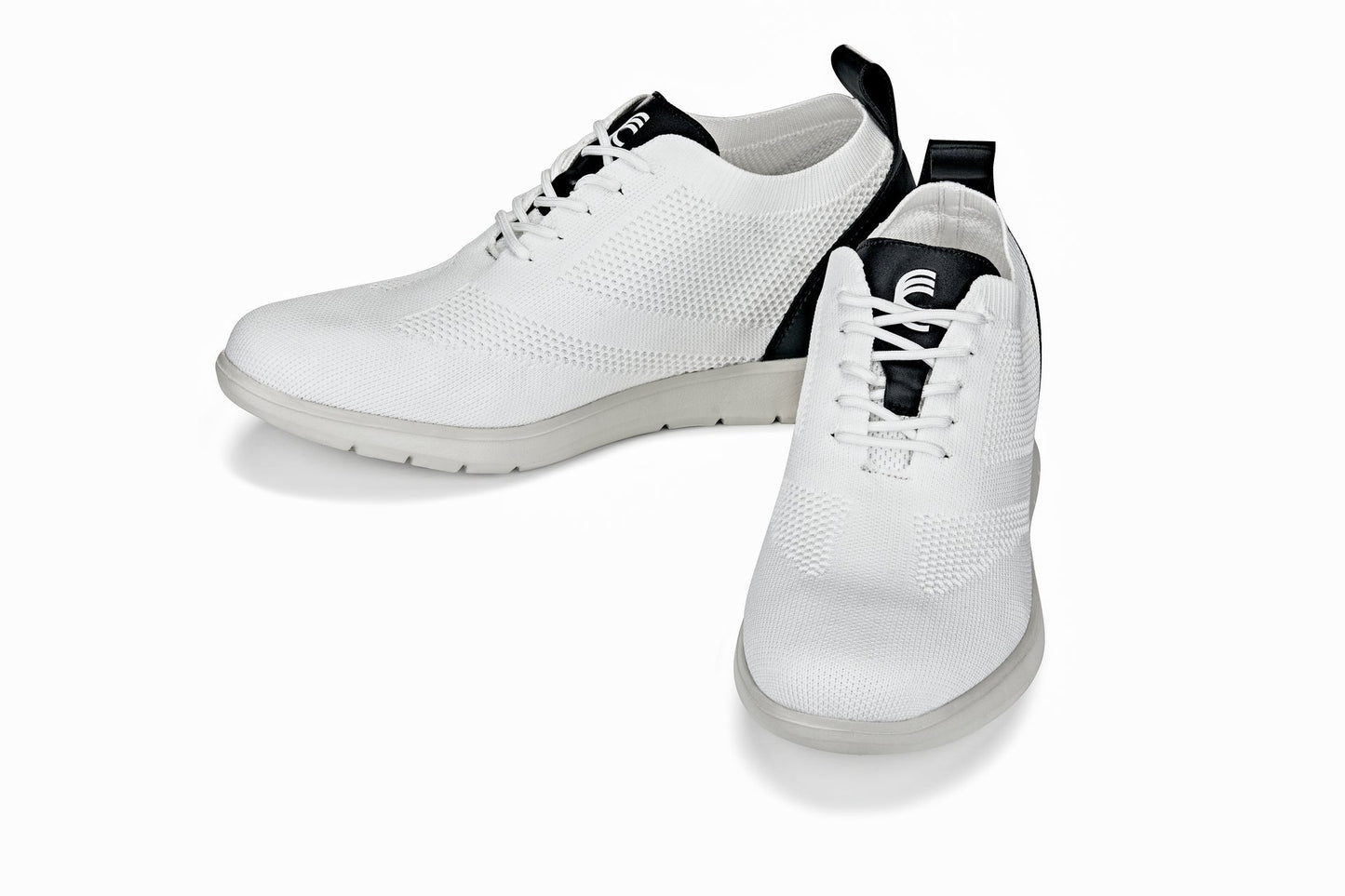 CALTO - X2212 - 2.4 Inches Taller (White/Black) - Lace Up Casual Walker - Lightweight - Triathlete Store